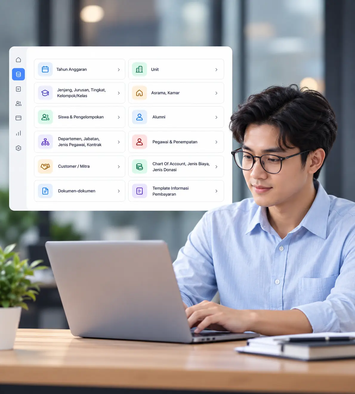 Tampilan pengelolaan data master lembaga
