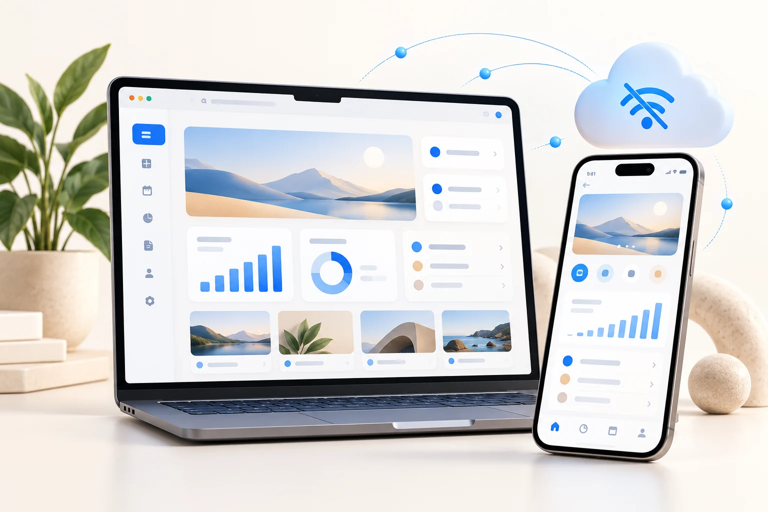 Tampilan PWA responsif di desktop dan mobile