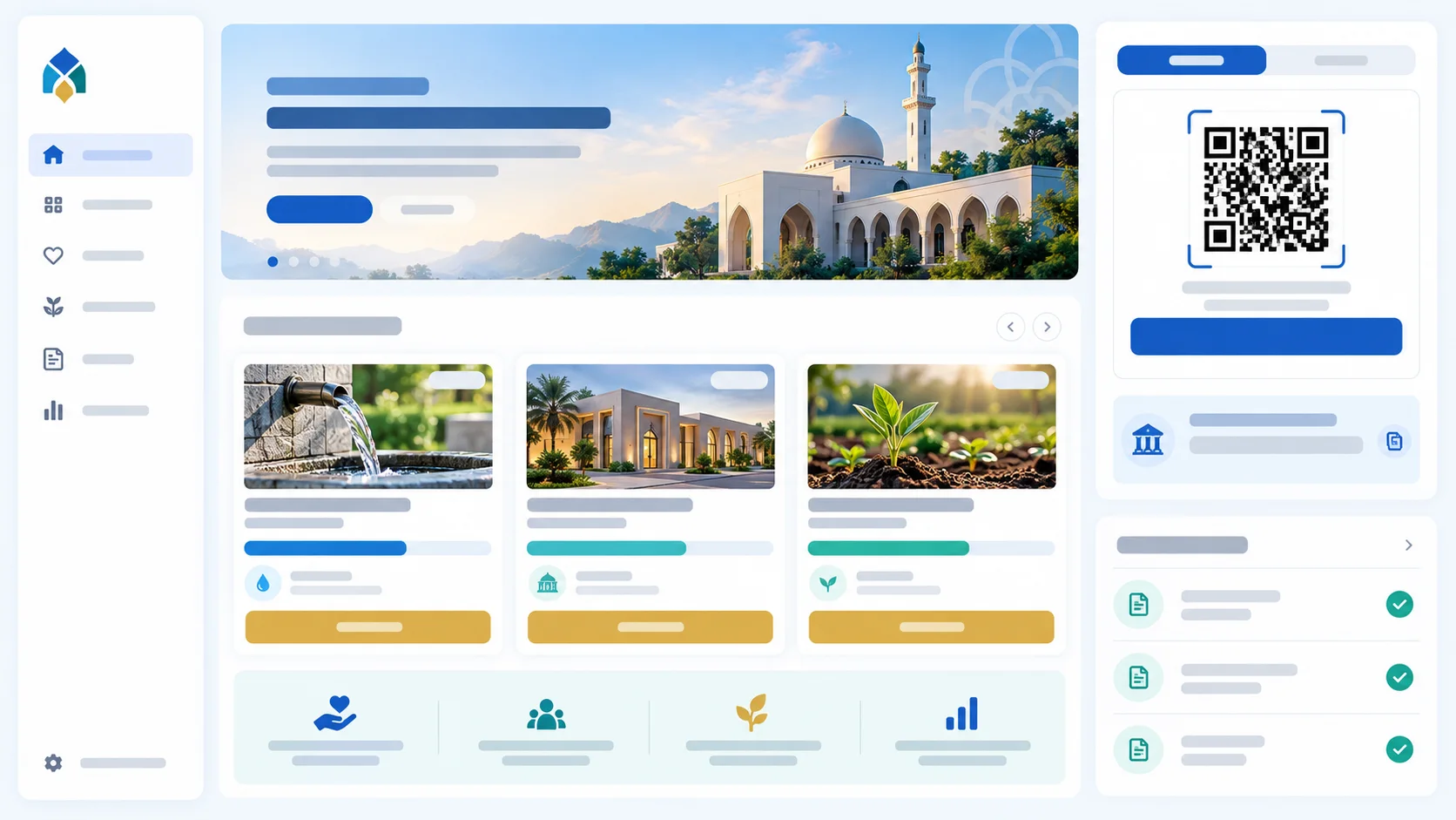 Tampilan modul donasi online yayasan mobile